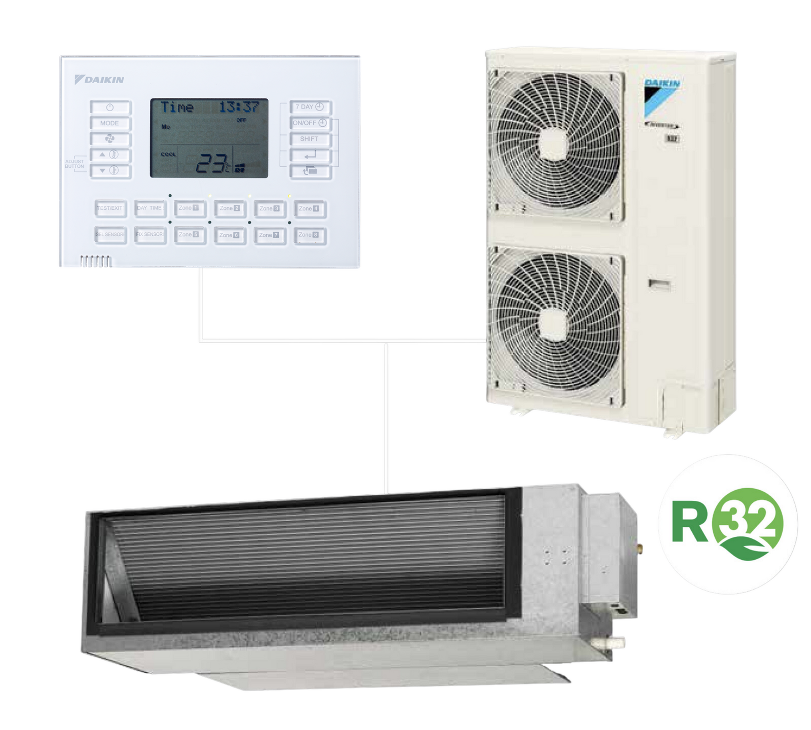 Daikin R32 Ducted Underfloor Zone controlled 230V 8 zones